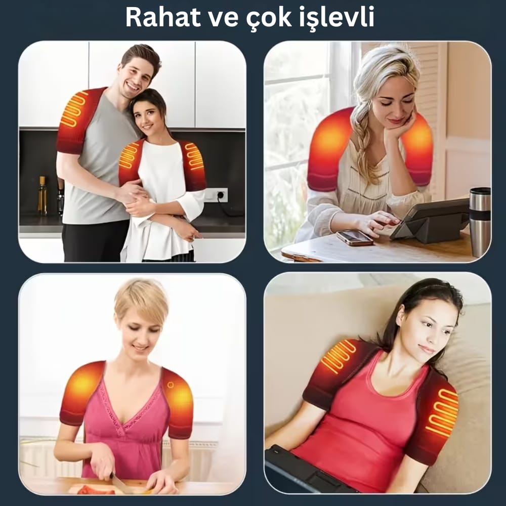 Kronik Omuz ve Boyun Ağrısı Giderici Isı Terapili Masaj Kemeri - Ayarlanabilir Konfor